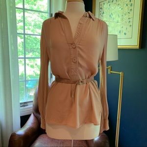 Diane Von Furstenberg Belted Tunisia Crepe Peach/Pink Top Size 6
